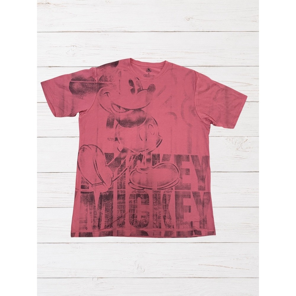 Disney‎ Parks Mickey Mouse Shirt XL NWOT Pink Distressed Oversized Graphic Retro